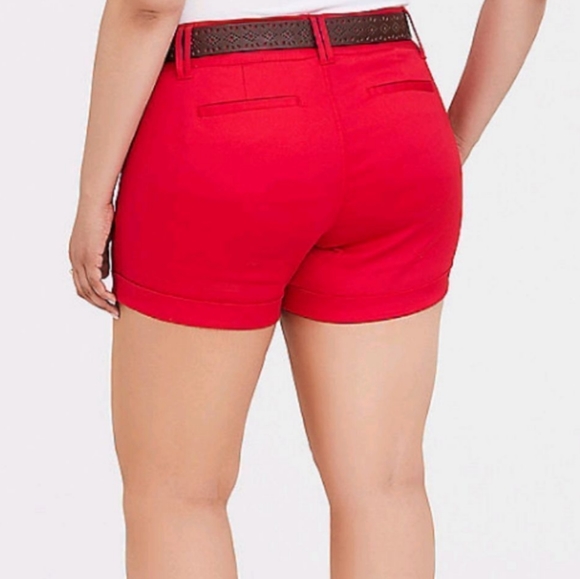 Torrid NWOT Red Cuffed Sateen Shorts, size 12 - Picture 2 of 13